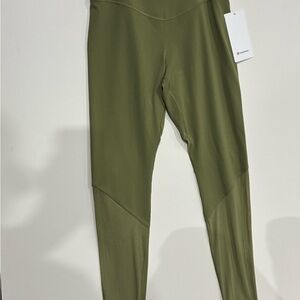 Nulu & Crisscross Mesh Stirrup Tight Olive Green Leggings